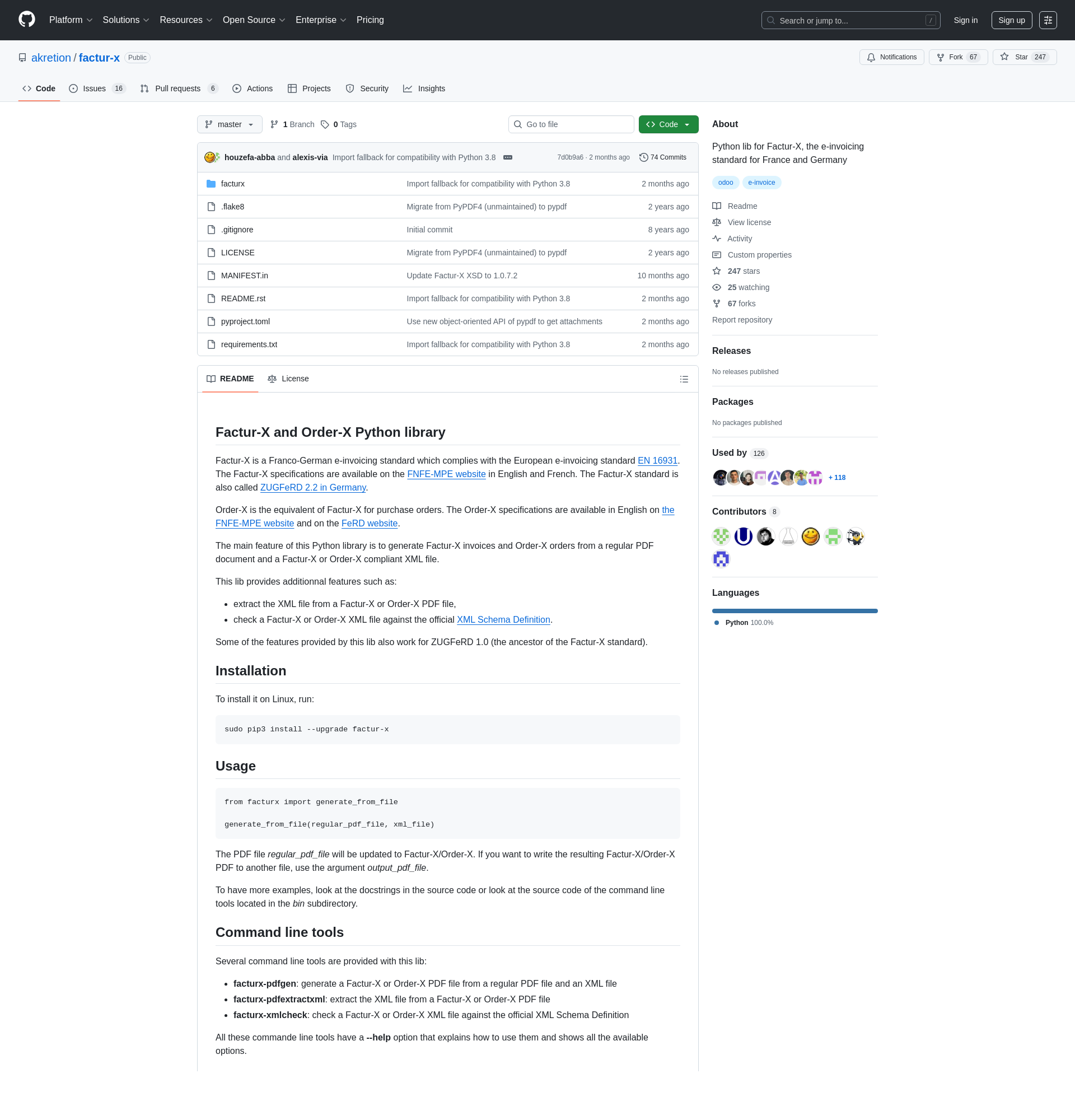 Bibliothèque Python Factur-X